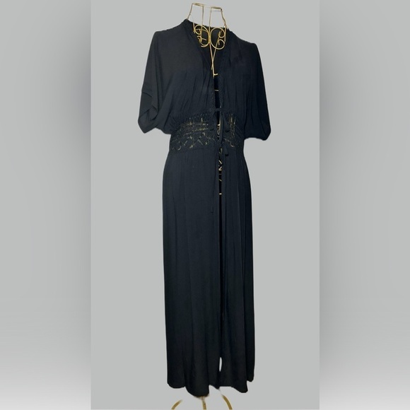 NEW Boho Black Lace Beach Dress Coverup with Flutter Sleeves & 2-Tie Front, OS - Picture 11 of 16